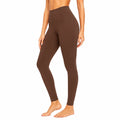 Legging femme taille S brun en tissu extensible taille haute pour sport