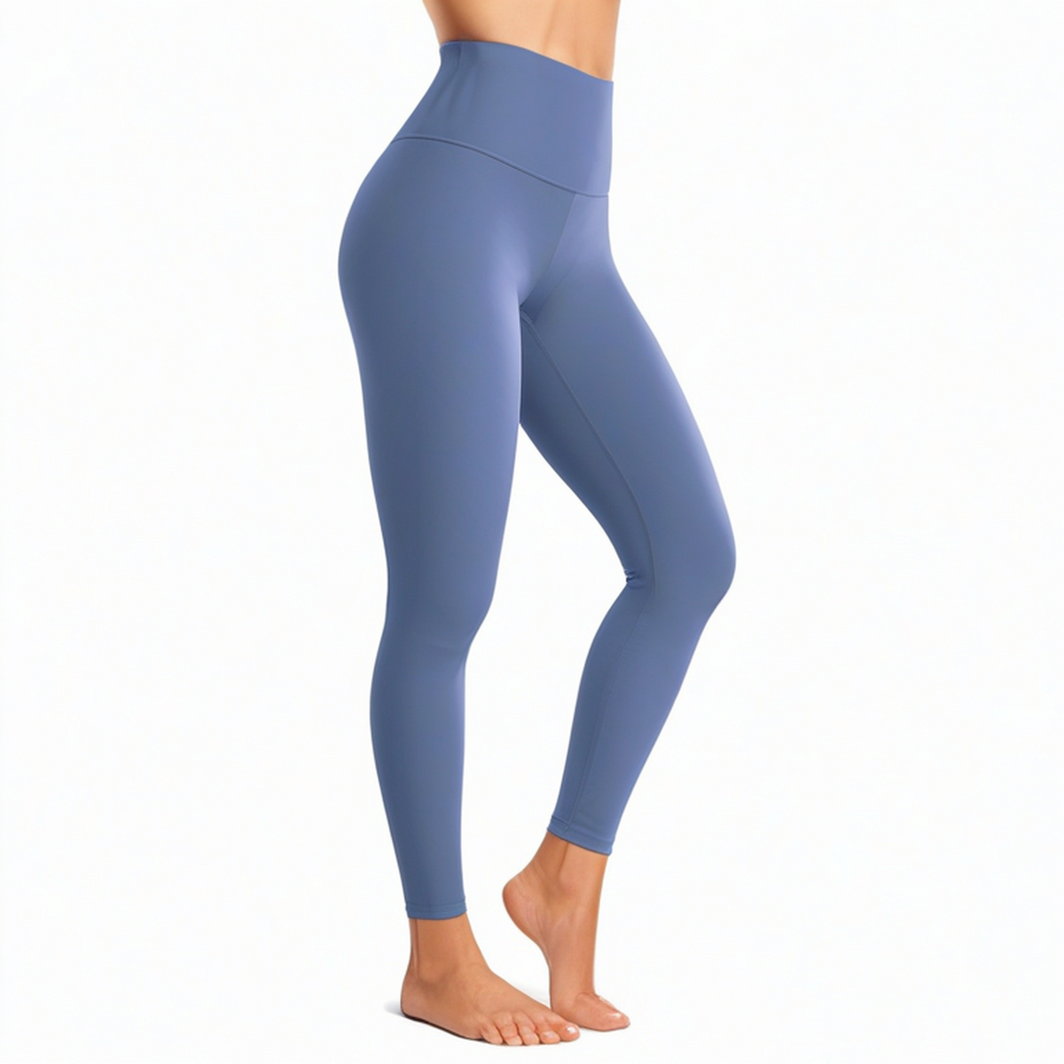 Legging femme M bleu ardoise en tissu extensible taille haute pour yoga