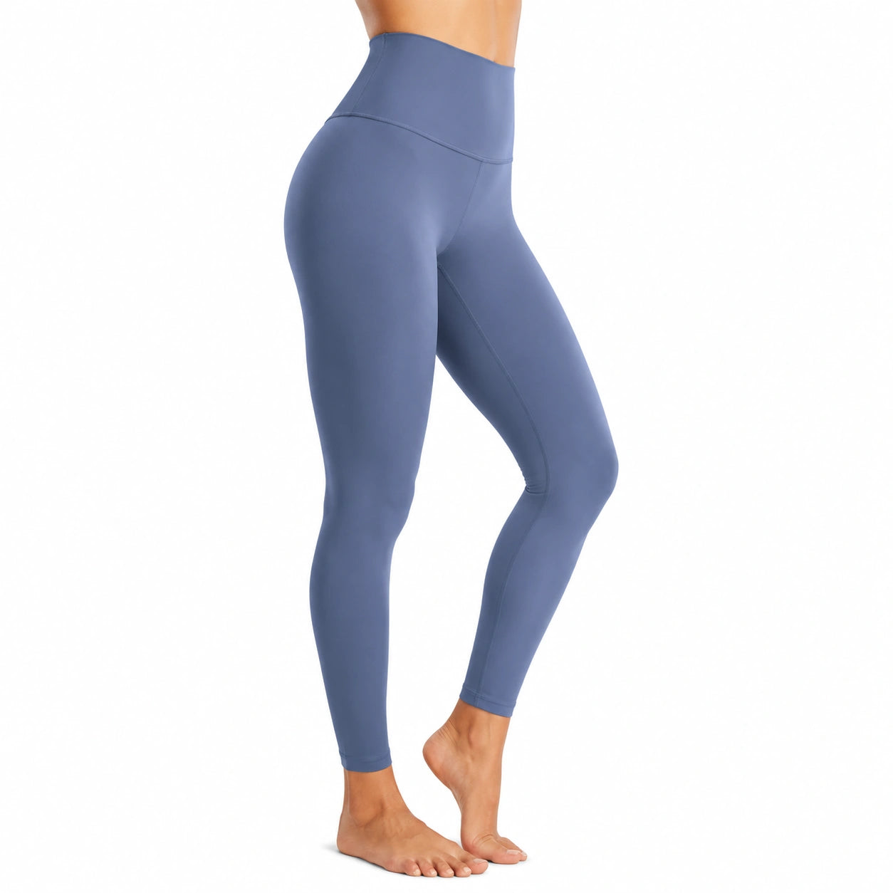 Legging femme M bleu ardoise en tissu extensible taille haute pour yoga