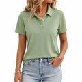 Polo femme taille L vert sauge en maille piquée à manches courtes
