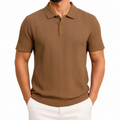 Polo homme taille M en maille marron à manches courtes texturées