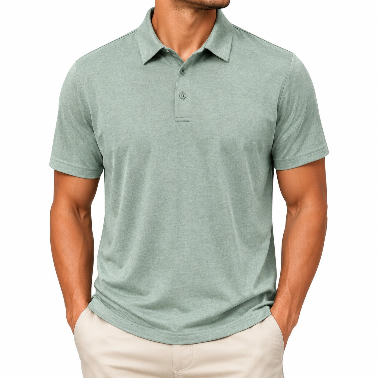 Polo homme taille M vert sauge manches courtes style décontracté