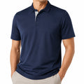 Polo homme L bleu marine en tissu synthétique à manches courtes style classique