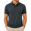 Polo homme L en maille synthétique noir manches courtes style sport