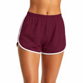 Short femme S en tissu bordeaux à liserés blancs style sportif