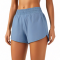 Short de sport femme taille M en textile bleu à taille élastique pour running