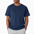 T-shirt homme M bleu marine à manches courtes col rond coupe décontractée
