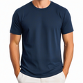T-shirt homme taille M bleu marine à col rond manches courtes uni
