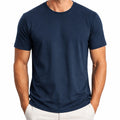T-shirt homme taille M bleu marine à col rond manches courtes uni