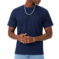 T-shirt homme taille L en coton bleu marine à manches courtes coupe droite