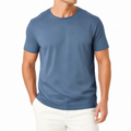 T-shirt homme L en tissu bleu à col rond - coupe décontractée