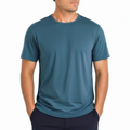Tee-shirt homme L en jersey bleu pétrole à col rond manches courtes décontracté